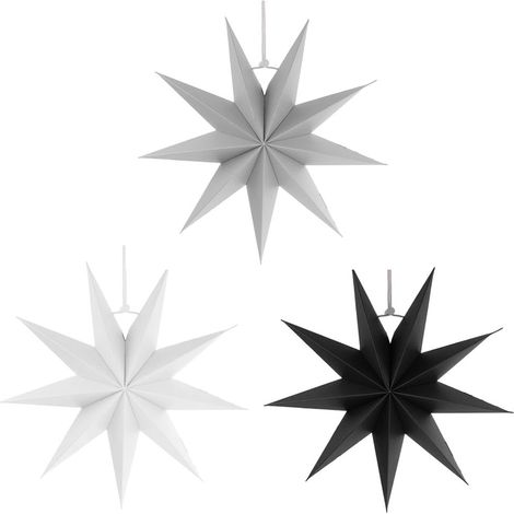 Lot de 3 Étoile en papier, 30 cm, 9 branches, motif poinsettia, pliable, pour sapin de Noël, décoration intérieure (1/5)