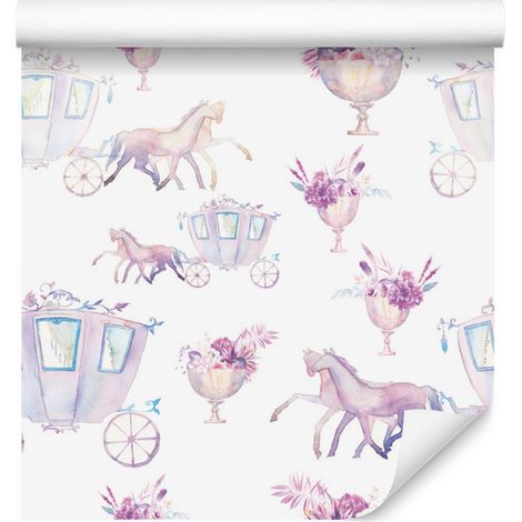 Papier peint à motifs de chevaux pour salon et chambre 50x1000 cm (1/5)