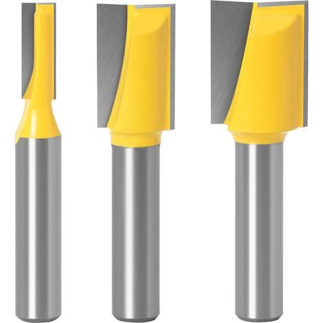 Fresas rectas de 8 mm para fresadora, cortadores para carpintería, fresas para fresadora de patrones, cortador con punta de carburo, herramienta para trabajar la madera, juego de 3 piezas (1/5)