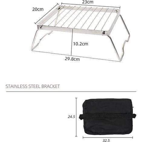 Support de barbecue pliable portable en acier inoxydable pour feu de camp, barbecue d'extérieur, réchaud à gaz et à bois avec sac de transport, réchauds de cuisine portables (1/5)