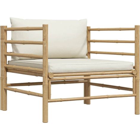 Maison Exclusive - Gartensofa mit Kissen Cremeweiß Bambus