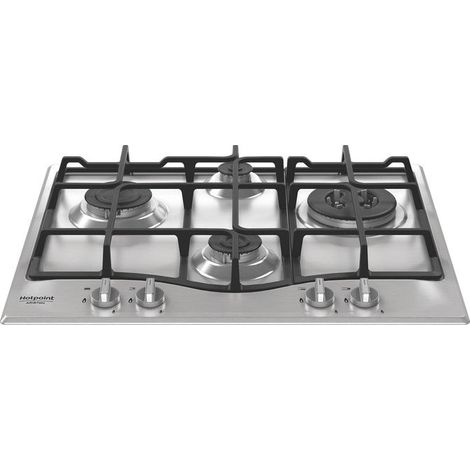 Hotpoint Ariston PCN R641N T/IX/HA Piano cottura 60 cm, griglie in ghisa lavabili in lavastoviglie, 4 fuochi di cui 1 tripla corona