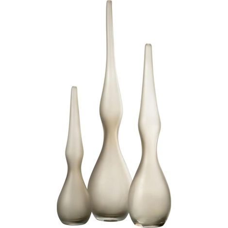 Lot de 3 Vases en Verre "Yoko" 64cm Grège (1/5)