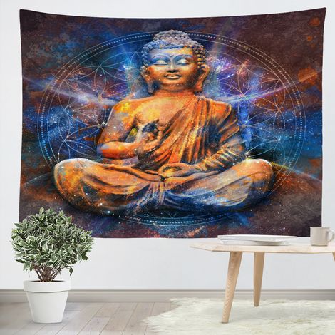 Tenture murale Méditation bouddha bohème 150x200cm Personnalisable