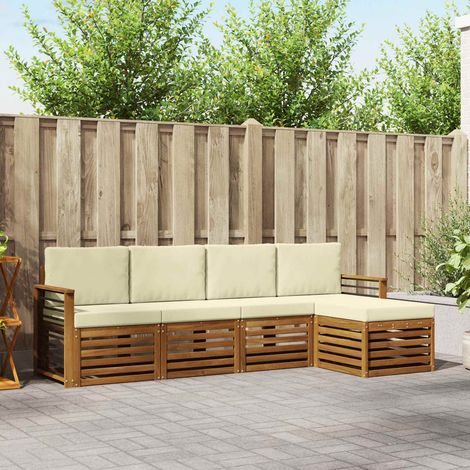 vidaXL Outdoor-Sofagarnitur mit Kissen 5 pcs Natur und Creme (1/5)