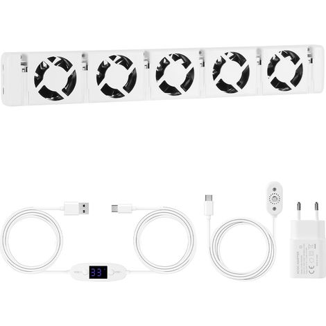 Jiubiaz Heizkörperverstärker Erweiterungsset, universell, Netzadapter enthalten, 5 Lüfter Mono Set (1/5)