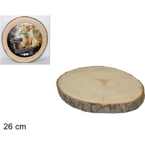Trade Shop - Base Tronco Legno Naturale Decorativa Disco Per Ornamento Diametro 26 Cm Rotondo -