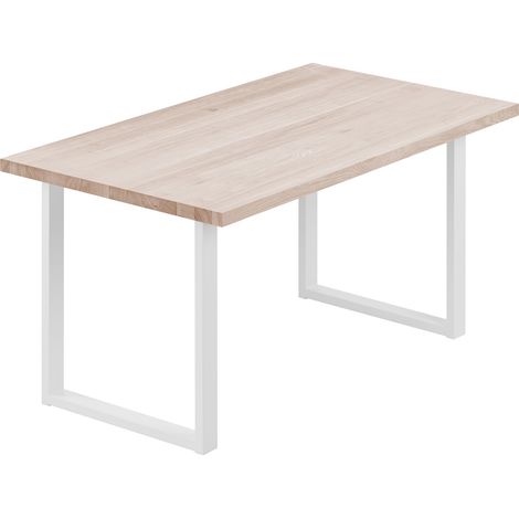 LAMO Manufaktur Esstisch Küchentisch, 120x80x76 cm (AxBxH), Loft, Roh / Weiss, LEG-01-A-001-9016L (1/5)