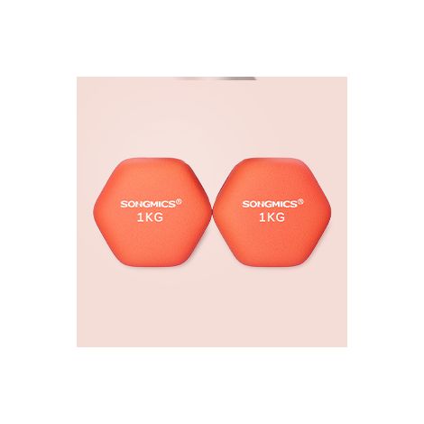 Lot de 2 Haltères,2 x 1 kg,Hexagonaux, pour Salle de Sport, Domicile,Orange (1/5)