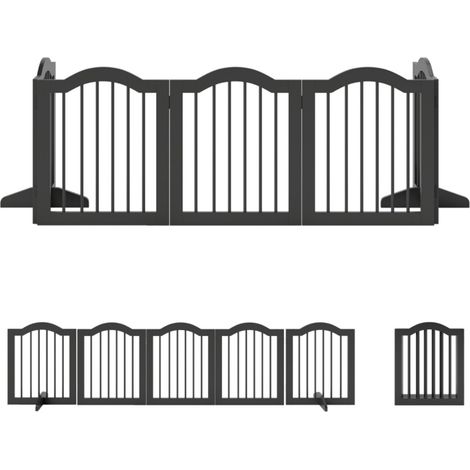 Barrière pour chien autoportante pliable-5 panneaux-Pieds stables-Protection sécurité-Noir-261.5x29.5x61(cm) (1/5)