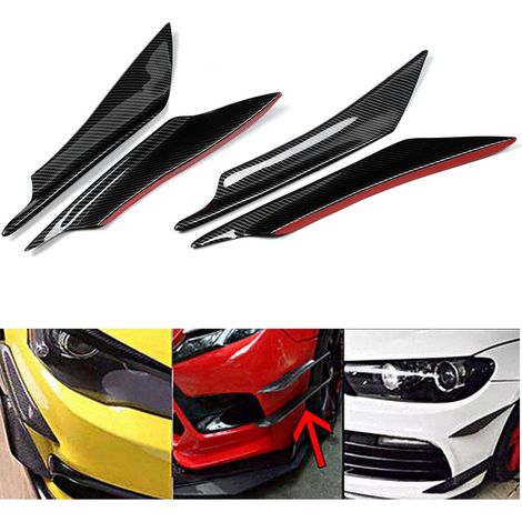 Ensemble de 4 ailerons de pare-chocs avant universels style fibre de carbone pour voiture (1/4)