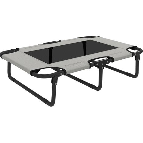 Cama elevada para perro 75x51x18 cm poliéster gris claro, plegable, interior/exterior (1/5)