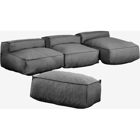 Sofá modular chaise longue de 3 piezas y puff para jardín Dojans SKLUM              (1/5)
