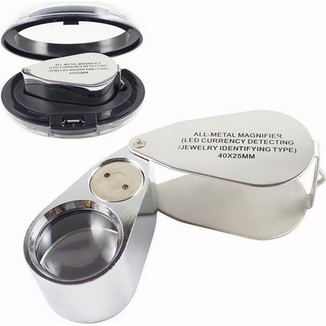 Mini loupe de bijouterie 40X avec lampe LED pour vérification de billets, loupe d'identification et d'évaluation portable