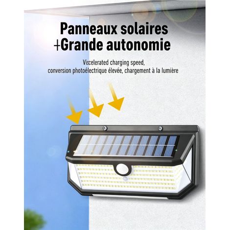 Lampe murale solaire extérieure avec détecteur de mouvement, étanche IP, 270°, éclairage jardin avec fonction clignotante (1/3)