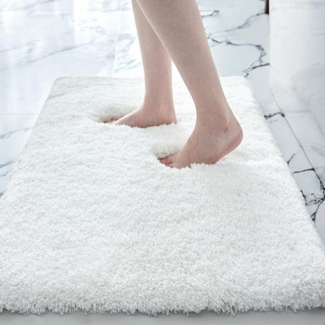 Tapis de bain absorbant antibactérien à ions argent Ag+, épais 3,5 cm, poils denses 200%, antidérapant et à séchage rapide, plusieurs tailles et coloris