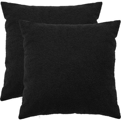 Housse de coussin 2 pcs HEERLEN Noir 65 x 65 cm Bouclé vidaXL