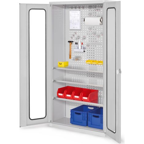Kappes ®RasterPlan Werkzeugschrank 1950x1000m Modell 6 Tiefe 410mm Sichtfenstertüren lichtgrau