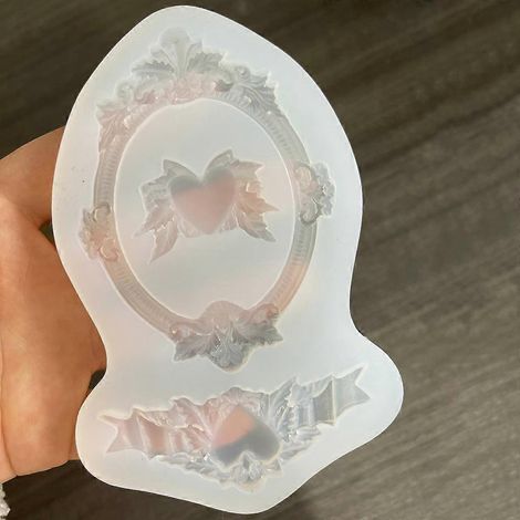 Moules en silicone pour cadre de miroir ovale vintage, moule à fondant pour cupcakes et décoration de gâteaux à faire soi-même (1/4)