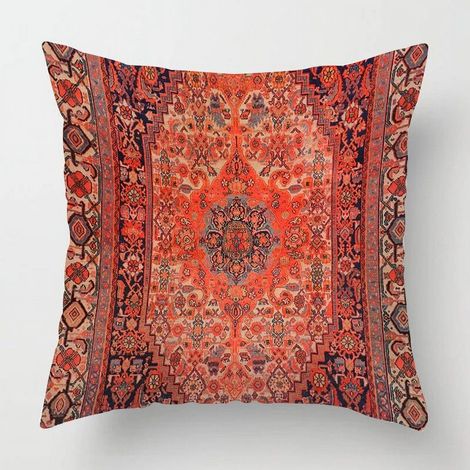 Taie D'oreiller - Motif Tapis Persan - Coton Mélangé Lin - 60x60 cm - Pour Canapé Salon Chambre Extérieur - 1 Pièce (1/5)