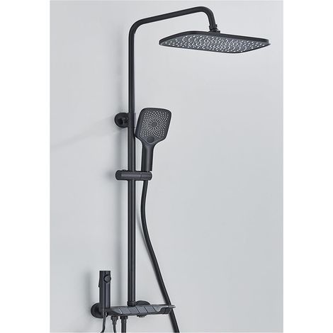 Ensemble de douche mitigeur thermostatique intelli Ensemble de douche numérique Piano noir robinets de salle de bain en laiton intelligents robinet de cascade chaud et froid système de douche blanc pl (1/5)