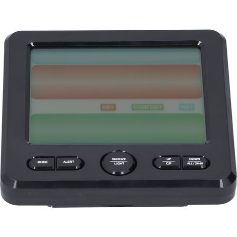 Digitaler LCD-Wecker mit Thermometer und Hygrometer, elektronischer Wecker für Zuhause, schwarz (1/5)