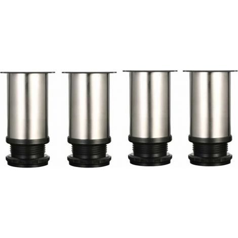 BEBUSINGOTO 4 Stück verstellbare Füße, 8 cm hoch, verstärkte Schrankfüße, Tischfüße, Möbelfüße, gebürsteter Edelstahl, höhenverstellbar von 0 bis 15 mm. Inklusive Edelstahlschrauben. (1/5)