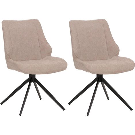 ote de 2 sillas de comedor giratorias modernas y cómodas con asiento ergonómico 88 x 55 x 62 cm de tejido chenilla beige 04000941 (1/5)