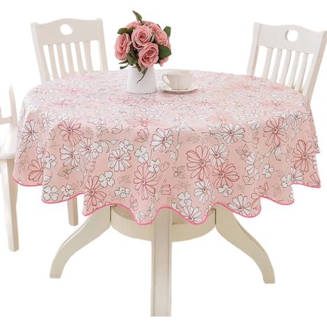Tablecloth Ronde - Vinyle PVC Imperméable Anti-taches Réutilisable - Diamètre 54 60 70 ou 78 Pouces - Pour Table à Manger Café Banquet ou Extérieur (1/5)