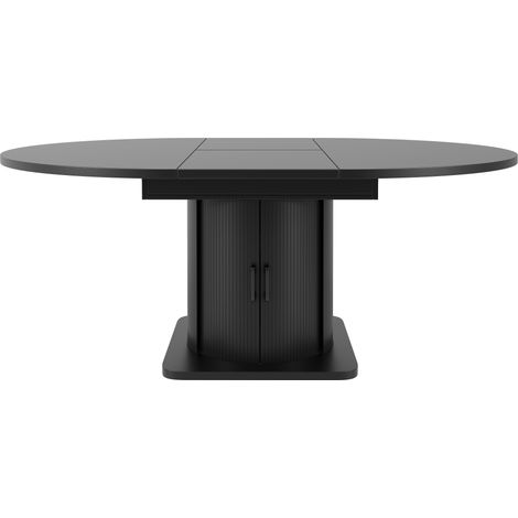 Mesa de comedor extensible redonda a ovalada 118-158 cm MDF negra HOMVRA (1/5)