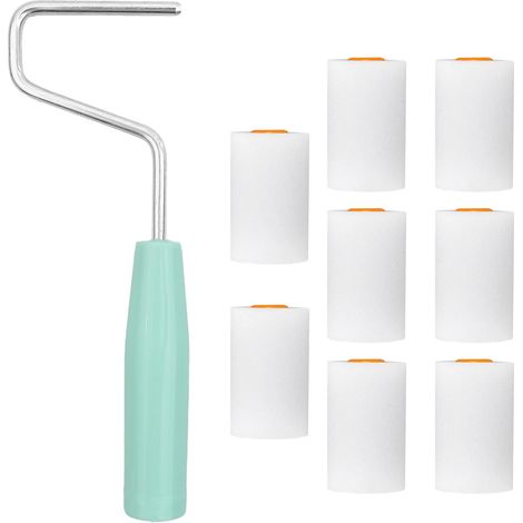 Kit de 9 rodillos de pintura, con 8 fundas pequeñas, mango antideslizante, para decoración de paredes y techos.