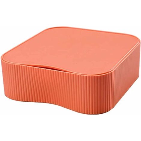 Boîte à Ustensiles Empilable Flexible Combinable, Boîte de Rangement de Bureau Organisateur de Bureau, Boîte à Tiroirs pour Maquillage Cosmétiques Bijoux, 23x22x8cm, Orange (1/3)