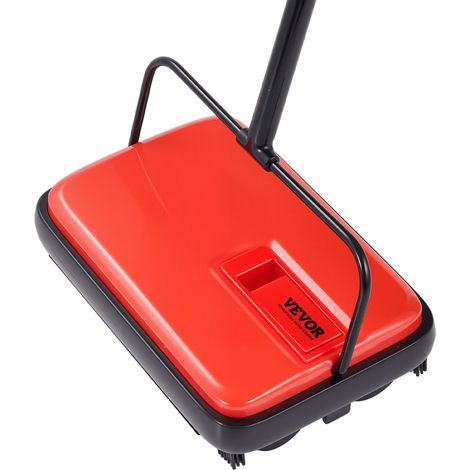 Balai Mécanique Largeur de Balayage 170 mm, Balayeuse Manuelle pour Planchers et Tapis avec Bac à Poussière 300 mL Facile à Vider, Nettoyeur de Sols sans Électricité pour Bureau Maison, Rouge (1/5)