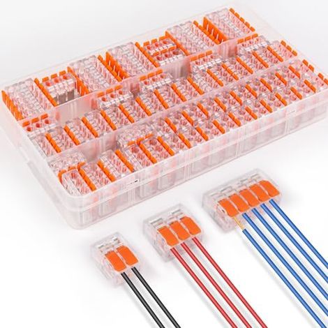 Lot Connecteurs Électriques Cosses et Kits, 60 Pièces Connecteur Électrique Rapide Raccord Électrique, de Fil Compact Conducteur, 20pcs 2 entrées, 30pcs 3 entrées,10pcs 5 entrées Blanc Orange - (1/5)