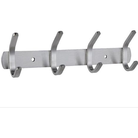 Kleiderhaken – 4 Edelstahlhaken – Kleiderstange – Für Wandgarderobe, Wandschrank für Schlafzimmer, Badezimmer, Küche – Silber – Kleiderhaken (1/5)
