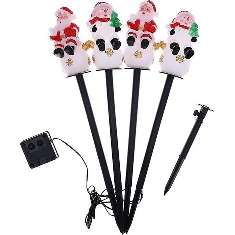 Hot-selling solar-powered outdoor Christmas decorative ground light, waterproof villa lawn light, courtyard landscape light, sitting ball Santa Claus and snowman mixed set (one to four) -