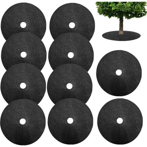 Anneaux de paillage en non tissé,10 pièces disques de paillage pour arbres,32 cm,tapis de protection rond en non tissé pour plantes et arbres,protection des racines contre les (1/5)