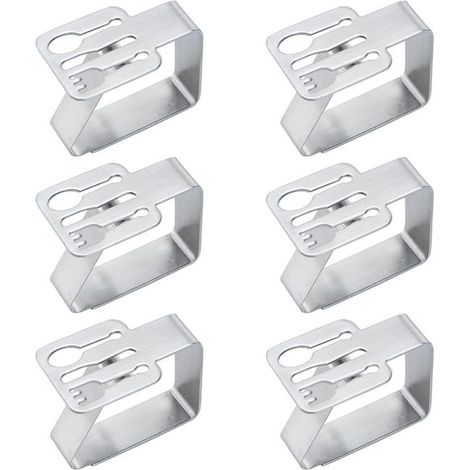 Sechs Tischdeckenclips aus Edelstahl für den Außenbereich, geeignet für Gärten, Küchen, Büros, Restaurants, Hochzeitsfeiern (silber). (1/4)