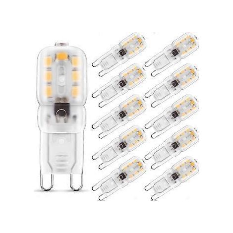 2W G9 Warmweiß 3000K, LED-Glühbirne, entspricht 25W Halogenlampe, 230V AC 180lm, 360° breiter Abstrahlwinkel, G9 Sockel, 10er-Pack [Energieklasse A+]