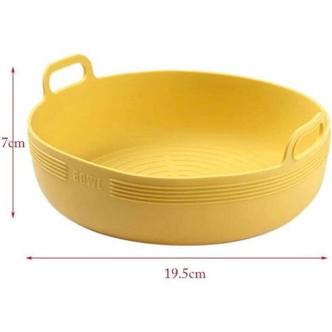 Panier en silicone pour friteuse à air, facile à nettoyer et réutilisable, accessoires de four, rond, jaune. (1/5)