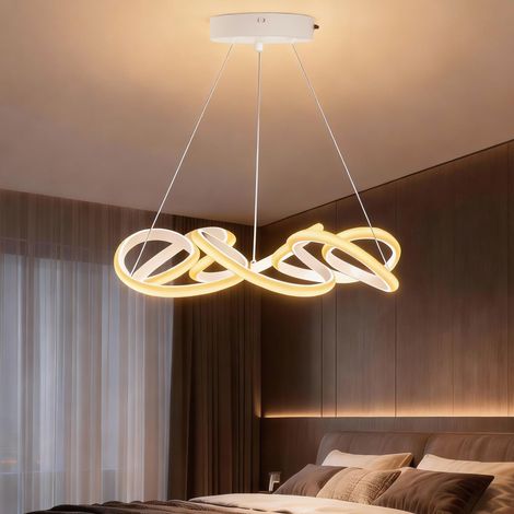 Mai & Mai Lampadario a Sospensione 67W con Filo 100 CM, Altezza Regolabile, Lampada da Soffitto a Sospensione per Camera da Letto e Soggiorno, 52cm, Bianco, Alivetta25040 (1/5)