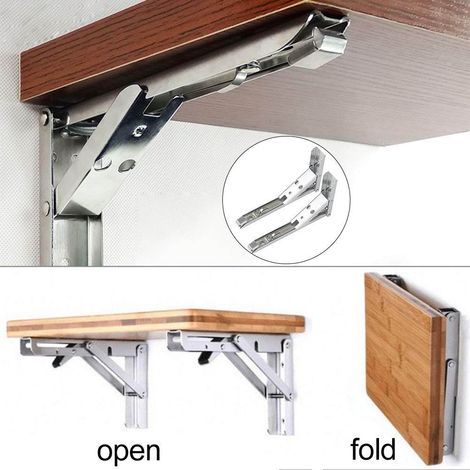 Set mit 2 klappbaren Edelstahl-Regalträgern zur Wandmontage, zum Selbstaufbau (1/4)