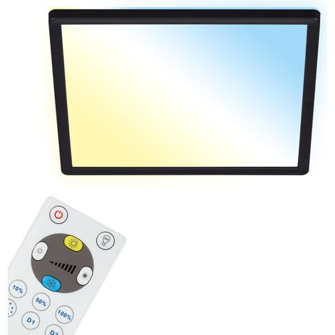 Panneau LED, plafonnier à intensité variable, plafonnier avec rétro-éclairage, télécommande, 18 W, 2400 lm, blanc/noir, 293 x 293 x 28 mm (L x l x h) (1/5)