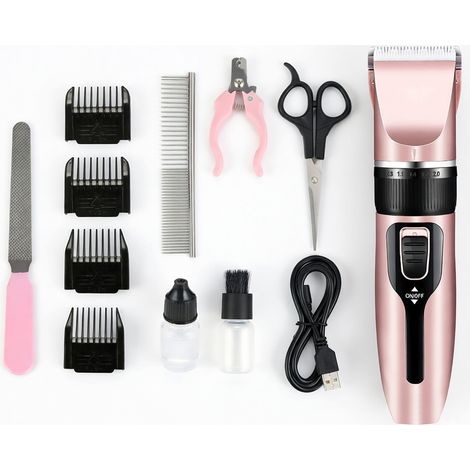 Tondeuse électrique pour animaux or rose ensemble 4 pièces modèle 8