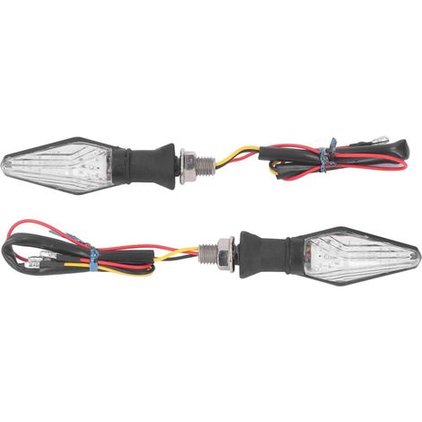 Universal Motorcycle Turn Signal, 2pcs 12V Motorcycle Turn Signals Double Sided Blue Yellow LED Indicators Black. (1/4)