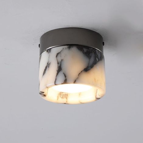 12cm Applique Murale Rétro – Forme Ronde – Pierre Naturelle – Décoration Murale – Luminaire Mural LED – Crème – Style Nordique – Pour Salon, Chambre, Couloir-Blanc chaud (1/5)