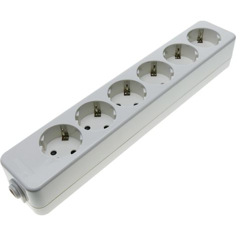 BeMatik - Base de 6 enchufe schuko 16A 250V 3680W TT  54 x 294 x 42 mm