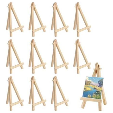 12 Pièces Mini Chevalet Bois, 8x15 cm Mini Présentoir, Petit Chevalet Peinture Pliable, Trépied en Bois, Petit Chevalet en Bois de Table, Chevalet en Bois Menu, Pour Présentation Carte (1/5)