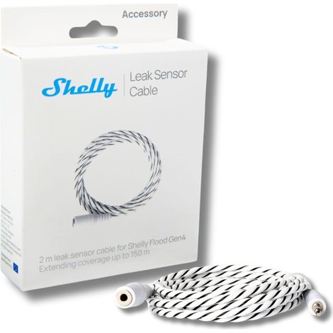 SHELLY LEAK SENSOR CABLE - CÂBLE CAPTEUR DE FUITES EXTENSIBLE 2M, ACCESSOIRE POUR SHELLY FLOOD GEN4, EXTENSION POSSIBLE JUSQU'À
