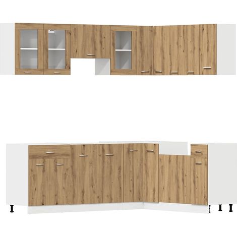 Maison Exclusive - Conjunto de armarios de cocina de 11 piezas "L